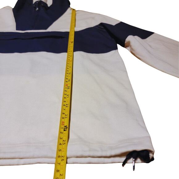 J.CREW Navy / Ivory Hooded Rugby Anorak Sweatshirt Mens S Comfy Pocket Training - Picture 14 of 16